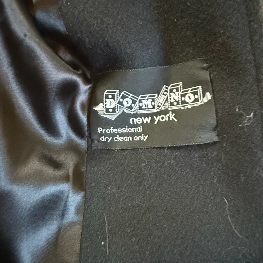 Vintage Domino’s Black Faux Fur-Trimmed Women's Coat - Picture 2 of 4